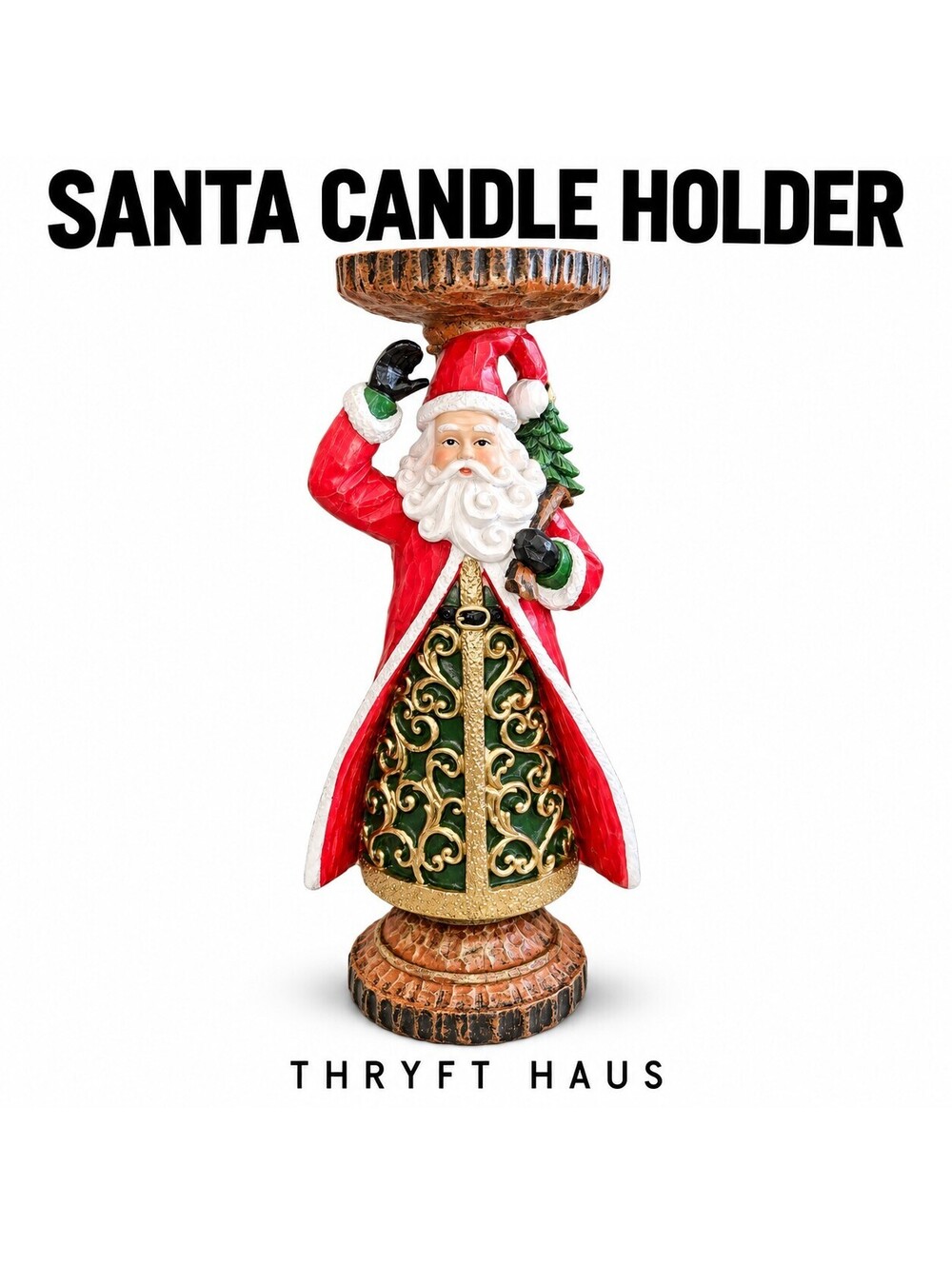 Santa Candle Holder Decorative Christmas Figurine